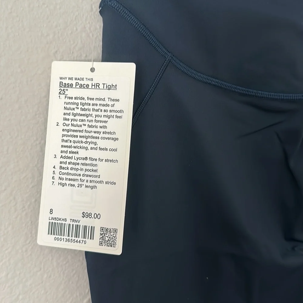 Lululemon Base Pace HR Tight 25” Navy - Picture 8 of 8